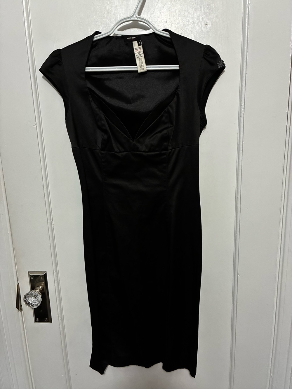 Vintage 2000’s Y2K Miss Sixty Black Cap-Sleeve V-Neck Dress